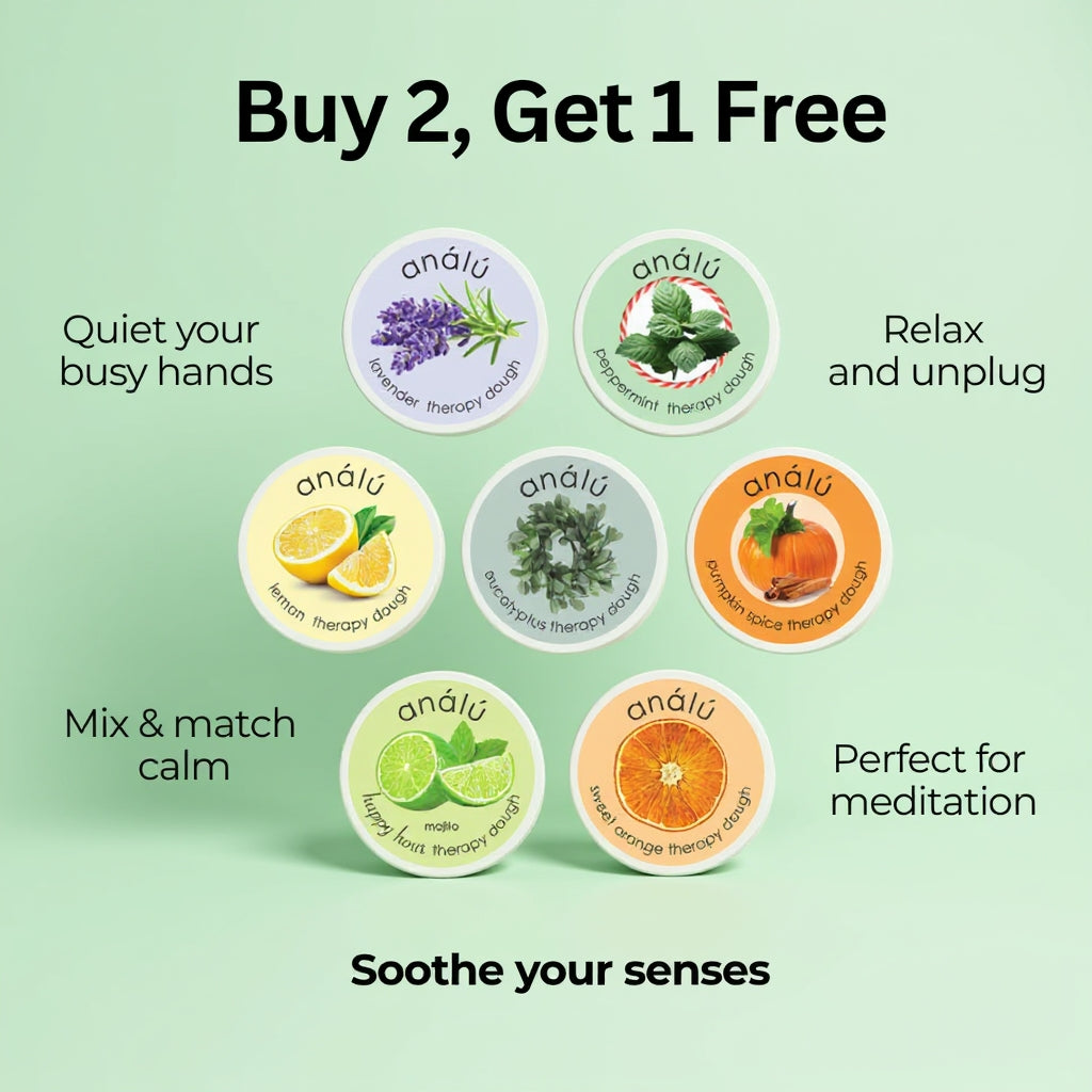 Promotional graphic for analu by elseware unplug therapy products with various scents on a light green background.