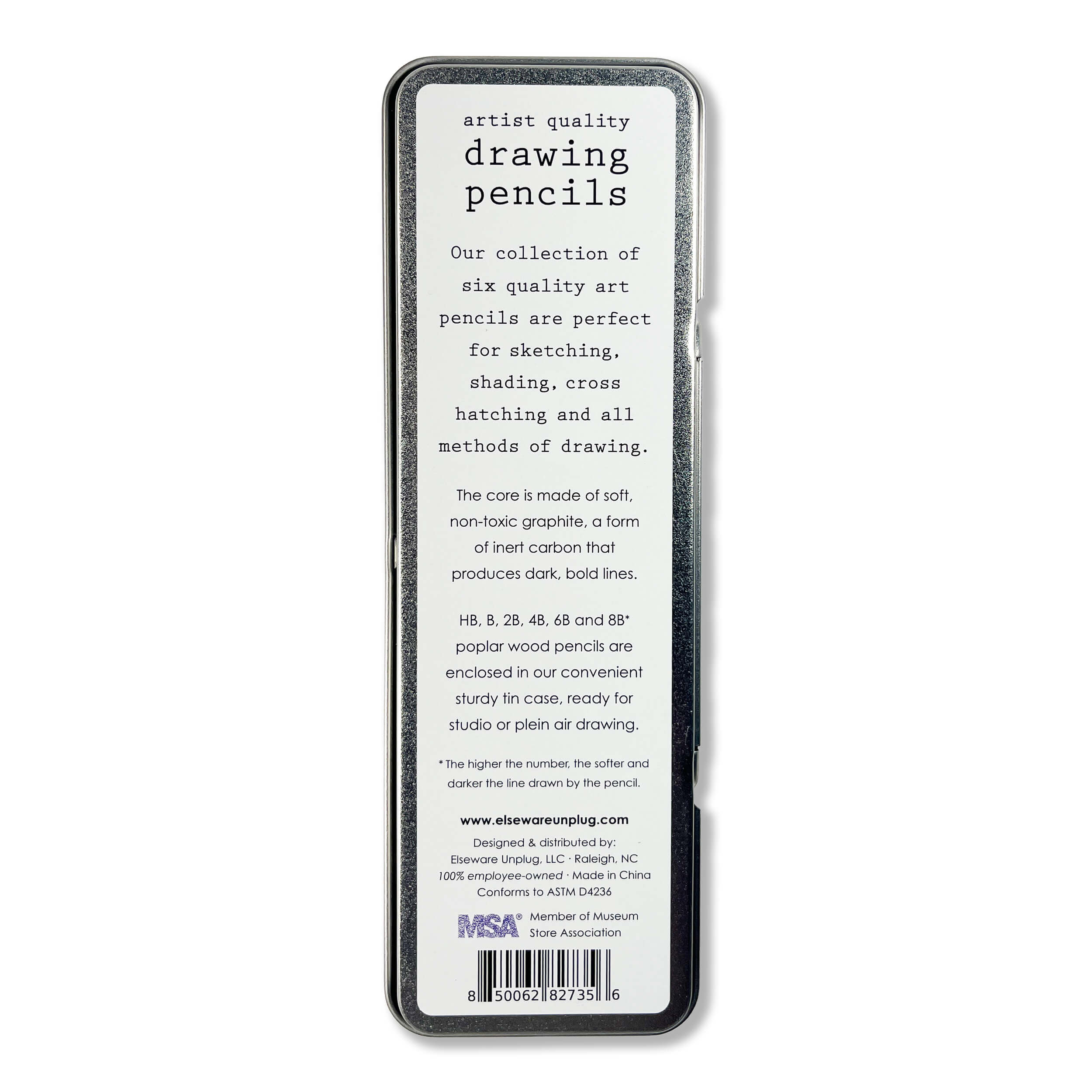 Drawing Pencils - Artist Quality - Protective Tin - Set of 6