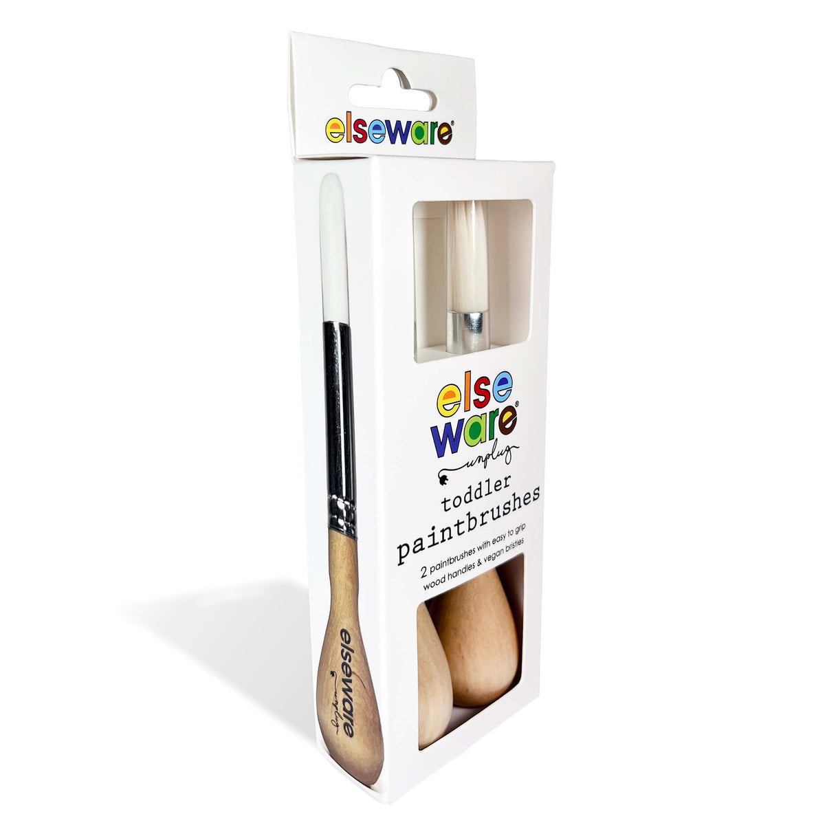 Toddler Paintbrushes - Set of 2, Easy Grip Wood Handles