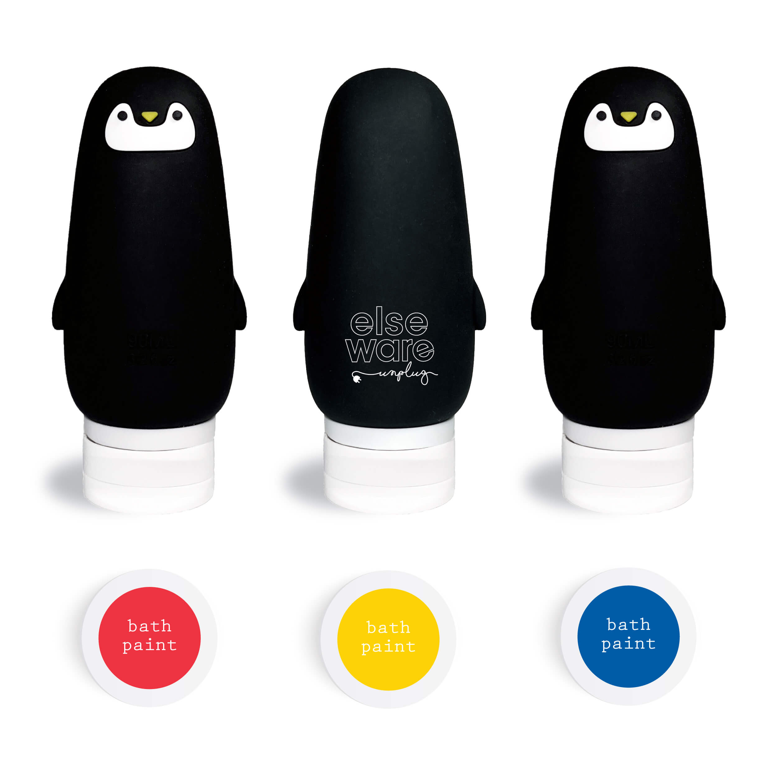 Bath Paints - 3 Reusable Silicone Penguin Bottles