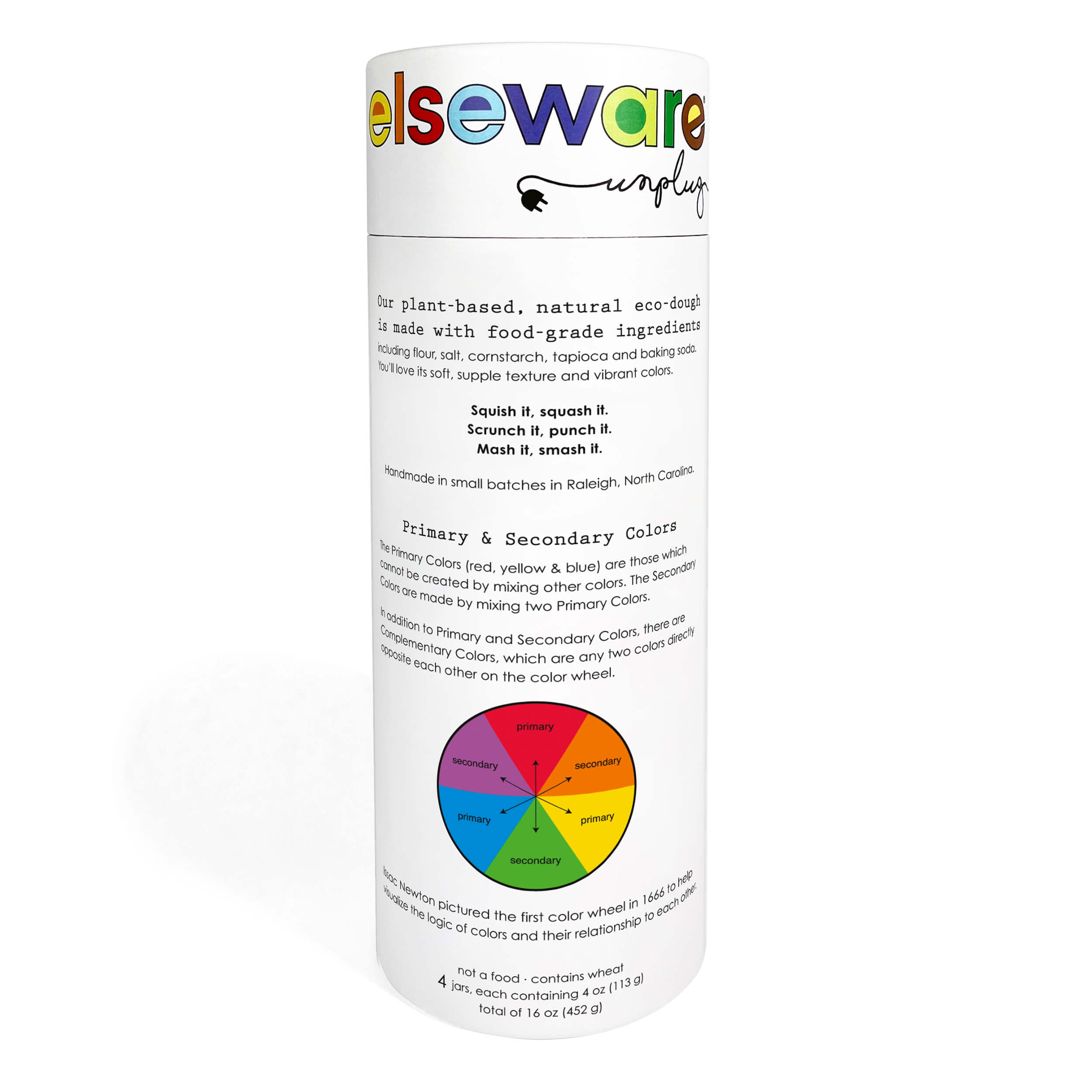 Elseware eco-dough back packaging with a color wheel on a white background