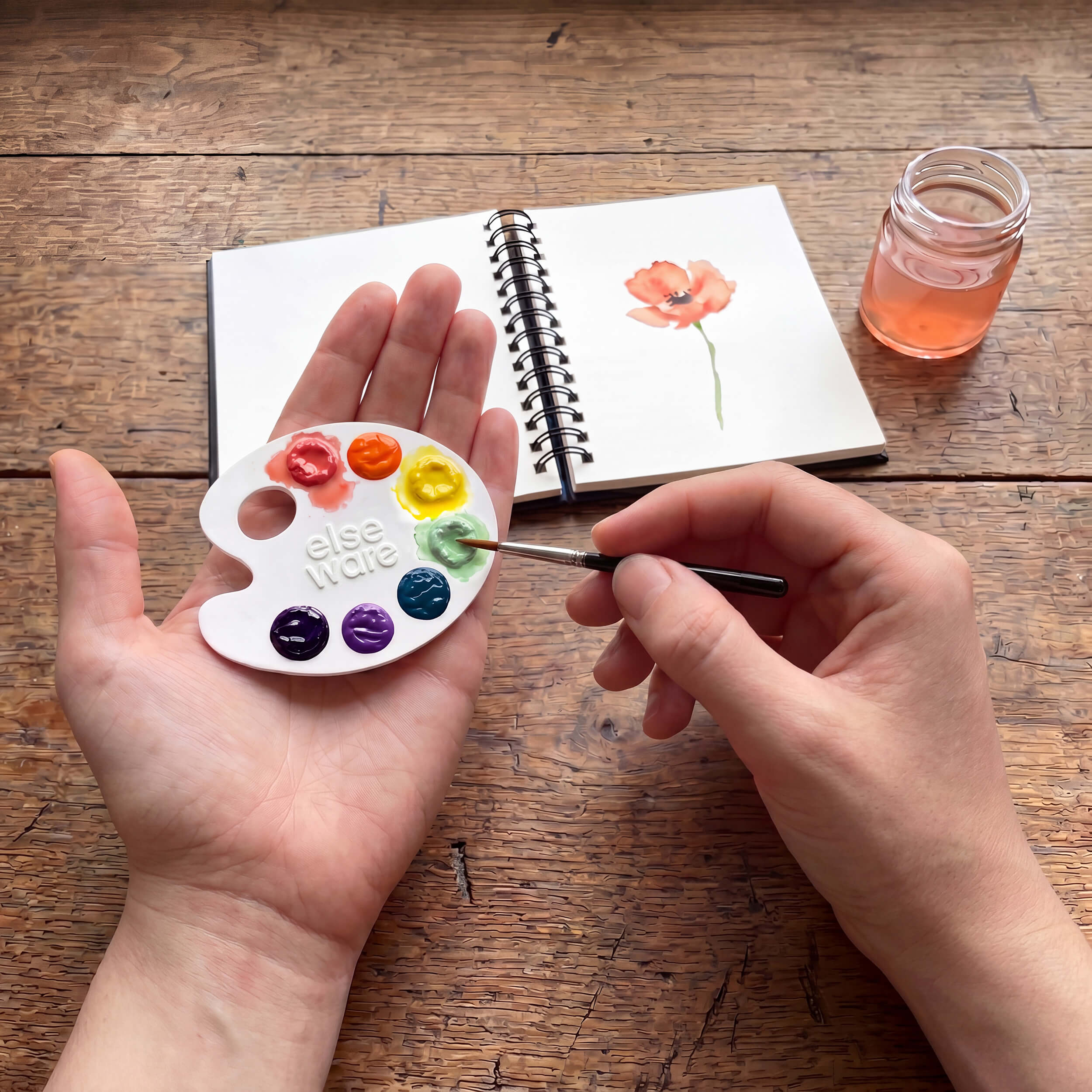 Mini Watercolor Paper Palettes - 5 Pack w/Mini Paintbrushes