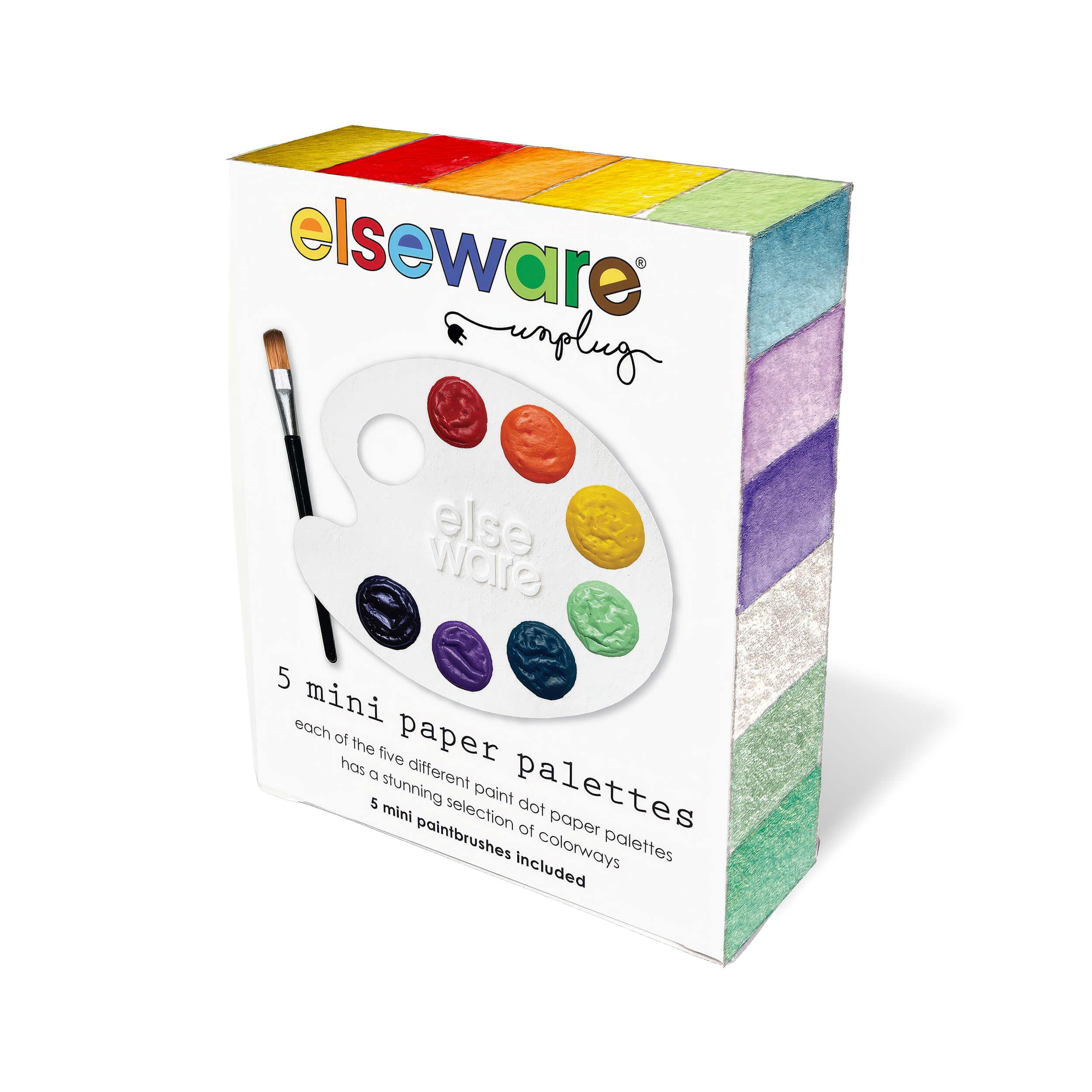 Mini Watercolor Paper Palettes - 5 Pack w/Mini Paintbrushes