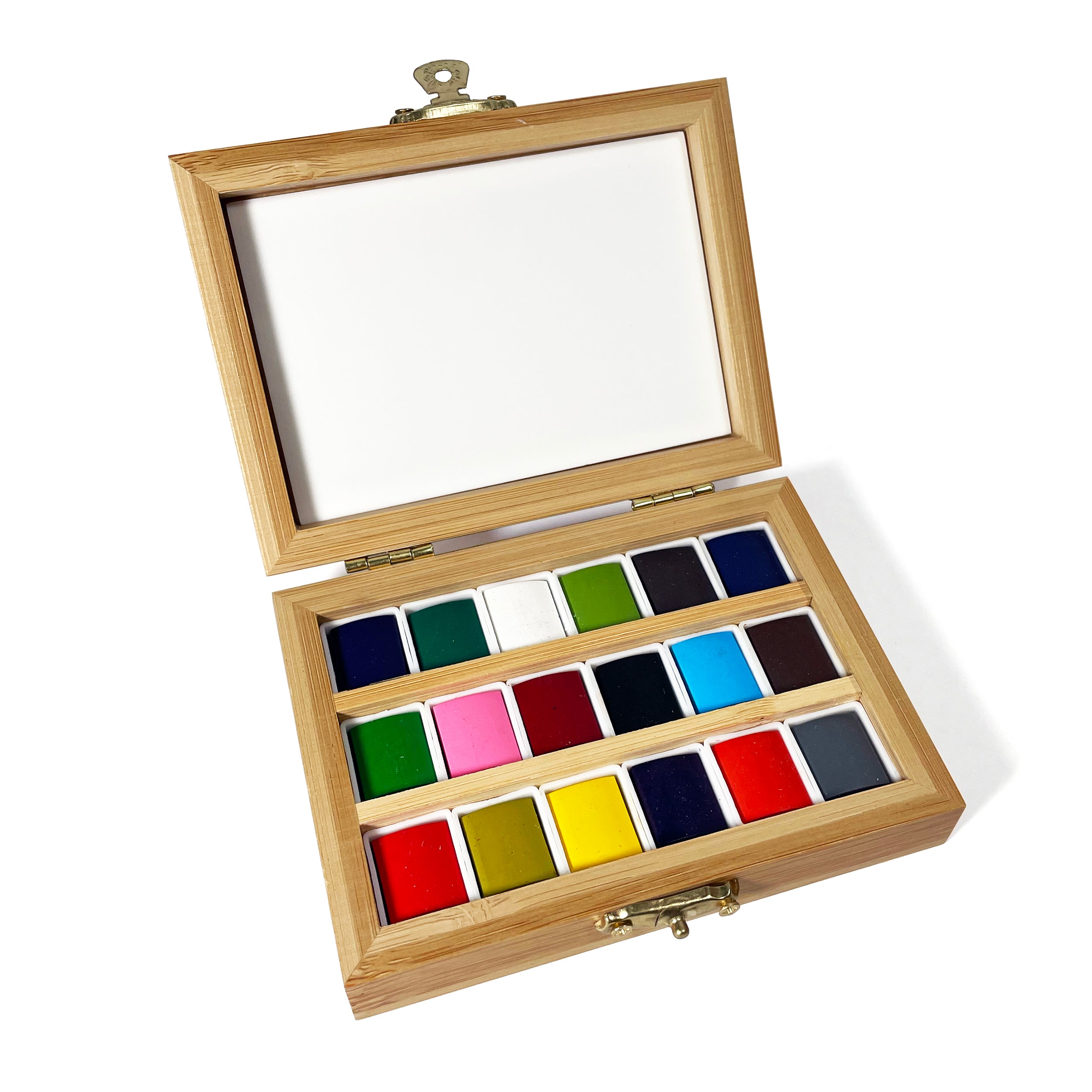 Watercolor Set – Bamboo Box – 18 Pans – Eco-Friendly