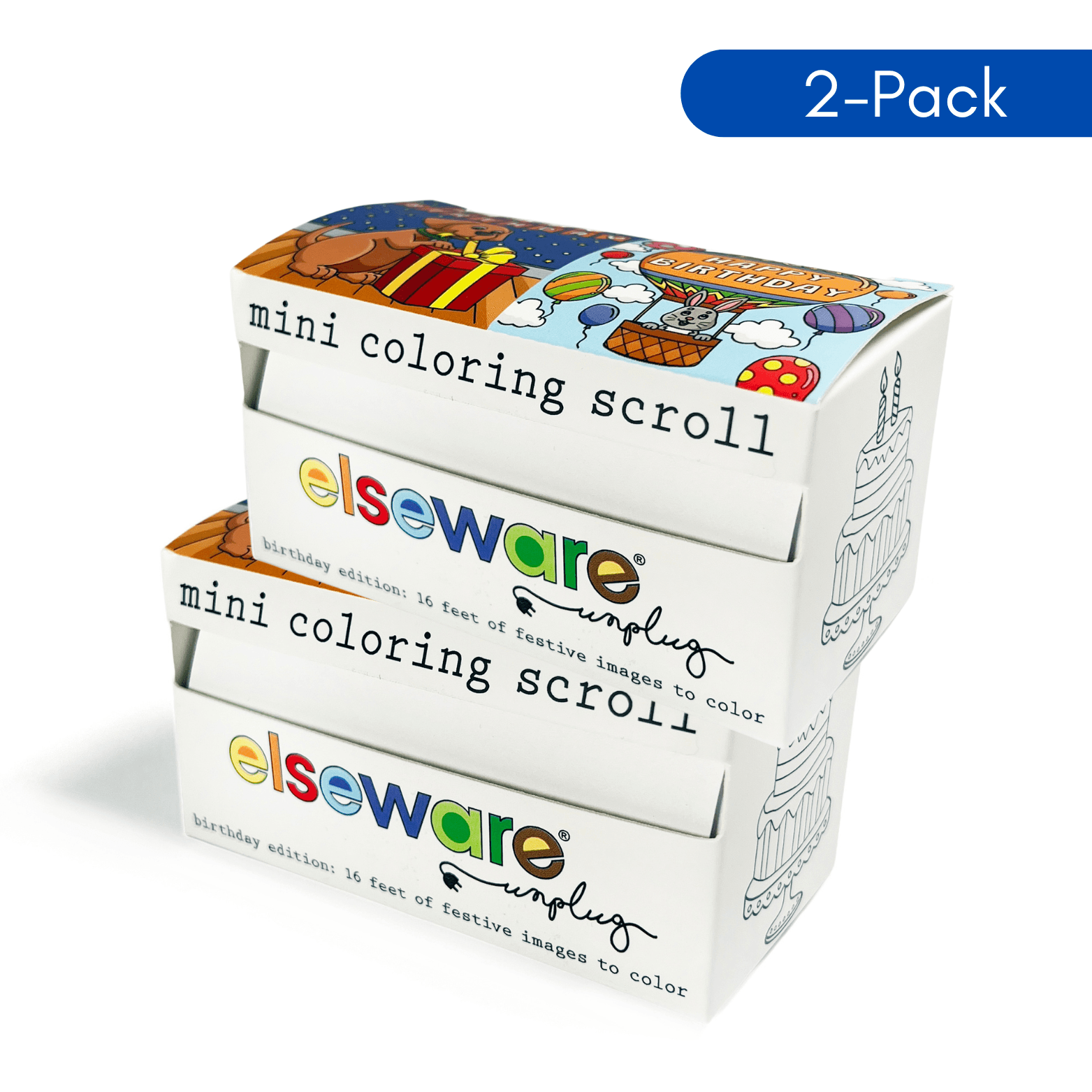 Two packs of elseware mini coloring scroll on a white background