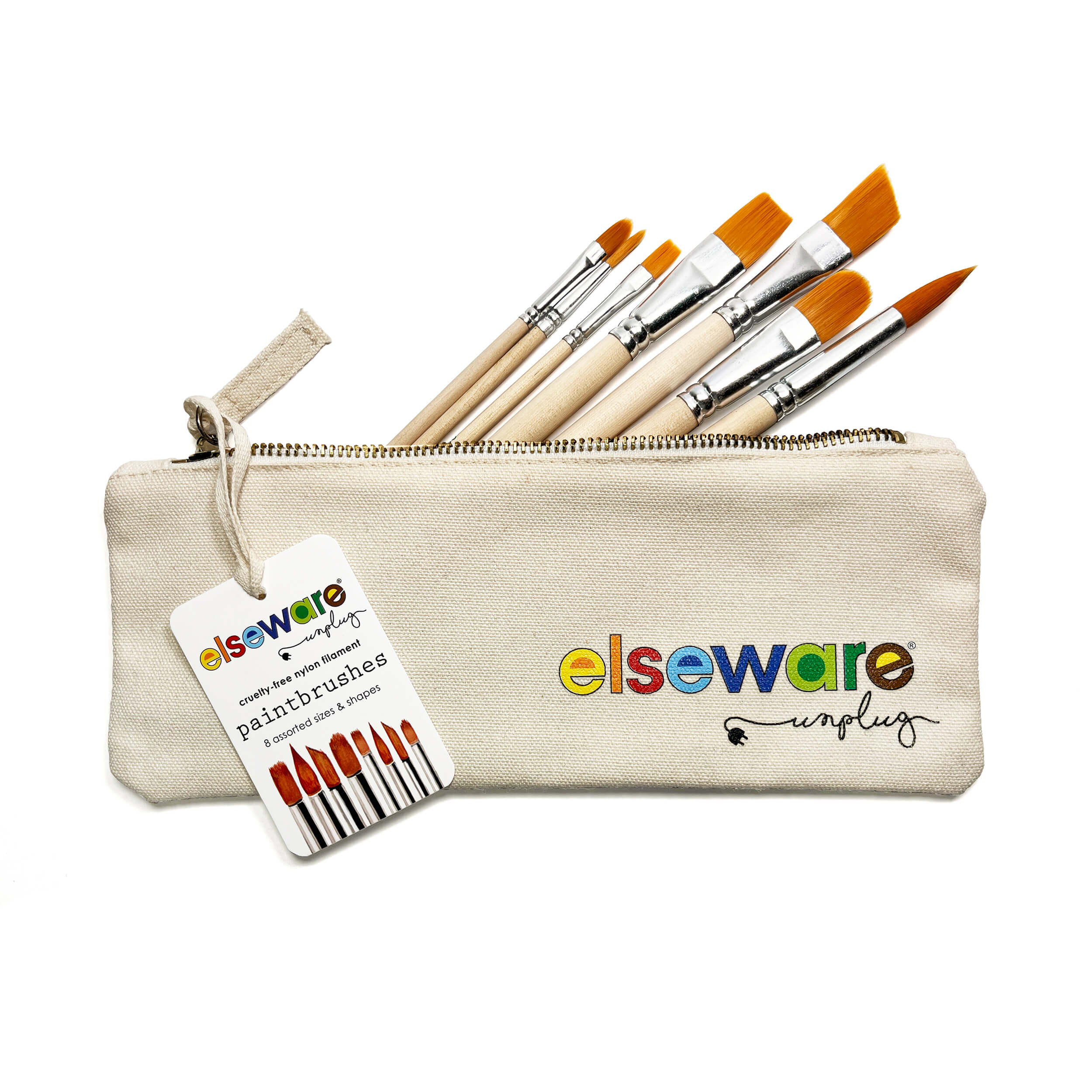 Paintbrush set with canvas pouch and Elseware Unplug logo