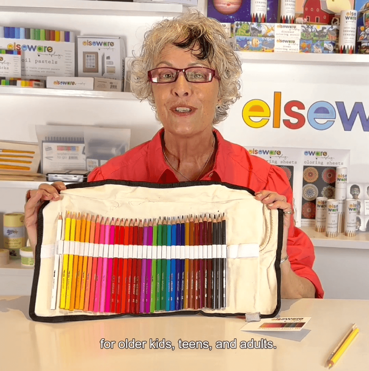 Demo of Elseware Unplug Watercolor Pencils in canvas roll-up case, showing how to draw, blend with water, and create vibrant artwork