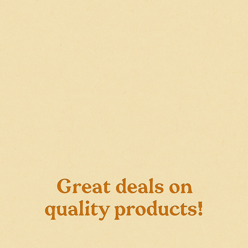 Graphic with bold green text reading "$15 & Under" and smaller orange text below saying "Great deals on quality products!" set on a natural beige background.