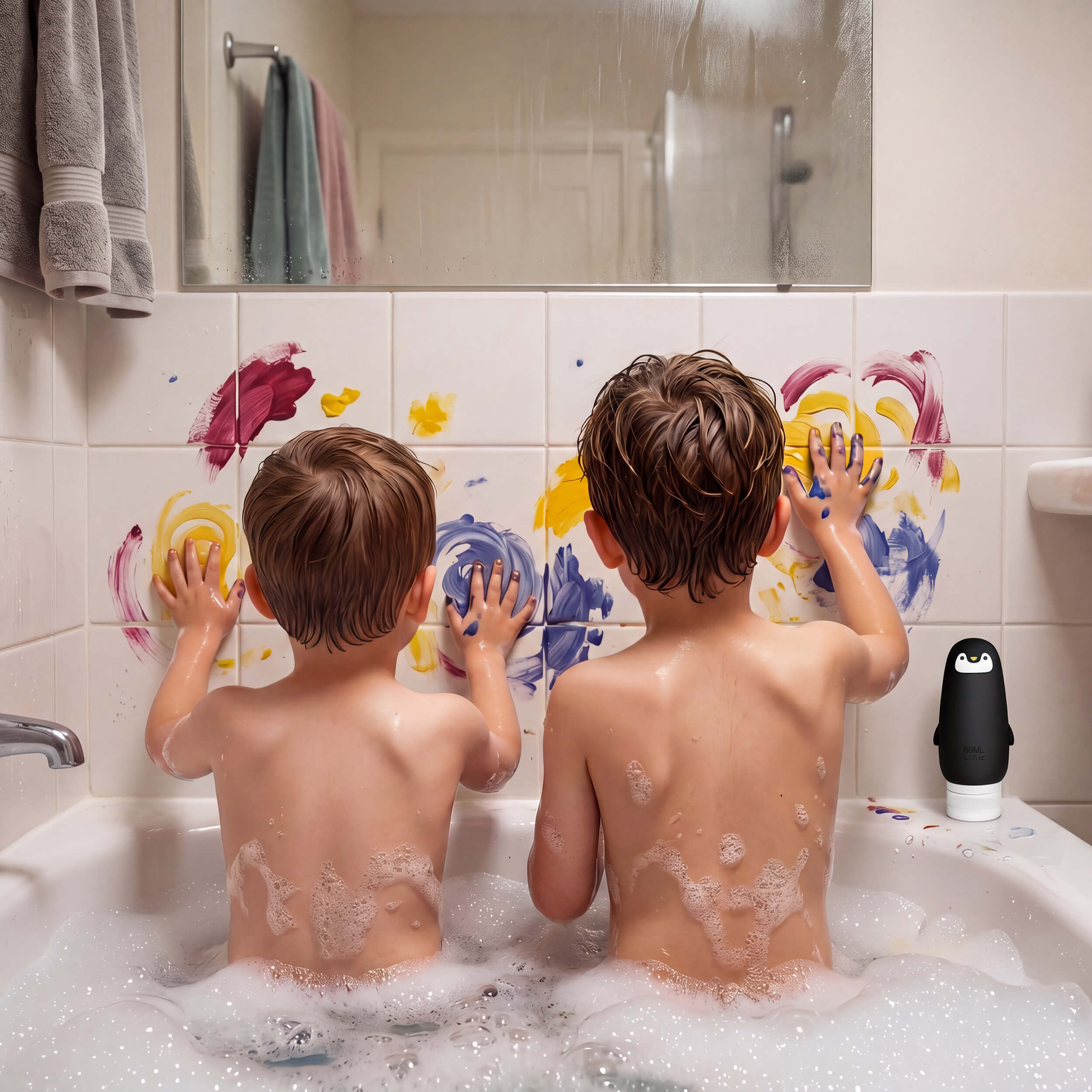 Bath Paints - 3 Reusable Silicone Penguin Bottles