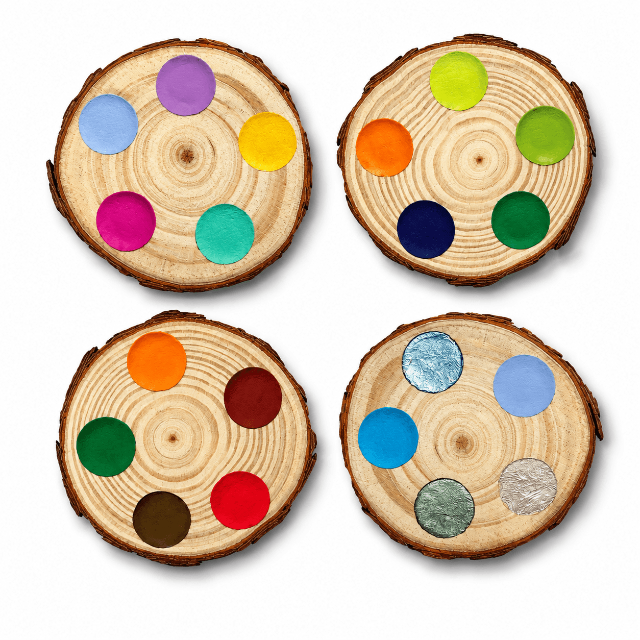 Pine Watercolor Palette with Rustic Bark - Singles