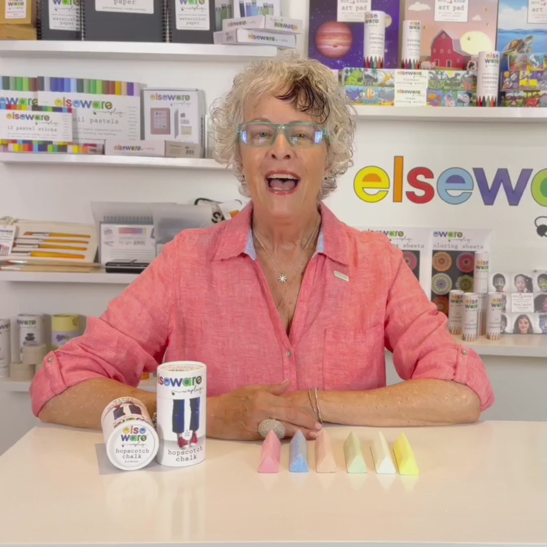 Wisdom Granny from Elseware Unplug demonstrates how to use our non toxic hopscotch chalk for outdoor play in a step by step how to video.