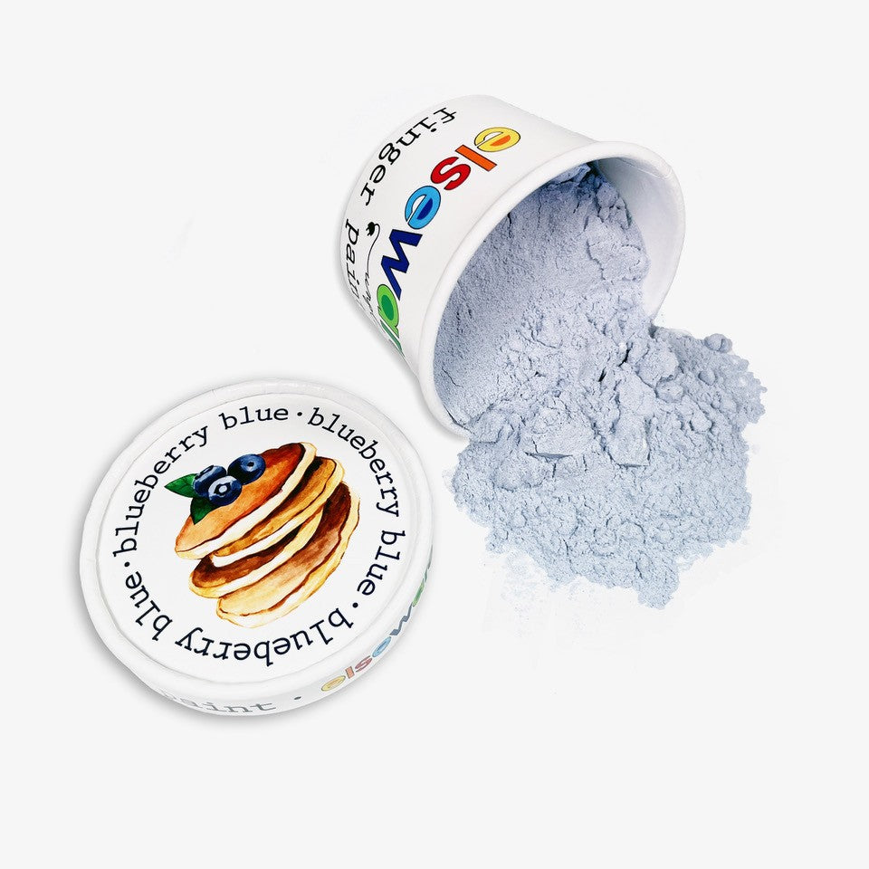 Blue powder in a container with 'Mosi' branding on a white background